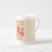 中国の占星術2026赤い火の馬 ボーンチャイナマグカップ (正面右)