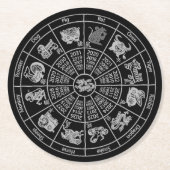 中国の占星術〔占星術の〕十二宮図ホイール ラウンドペーパーコースター (正面)