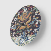 中国の古典的なドラゴン東洋シルクパターン ラウンド壁時計 (傾斜)