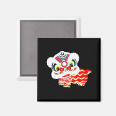 中国の可愛い伝統的な舞獅子アート ハッピーニューイヤー マグネット (正面/裏面)