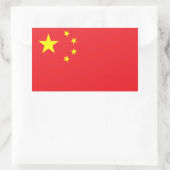 中国の国旗 長方形シール (バッグ)