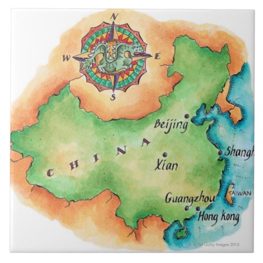 中国の地図 タイル (正面)
