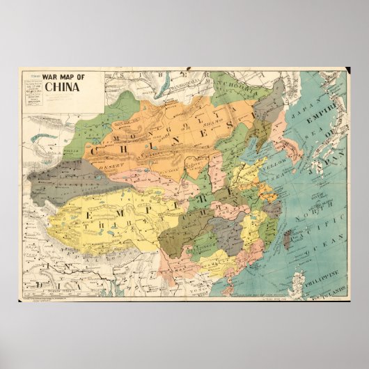 中国の地図（1900年） ポスター (正面)