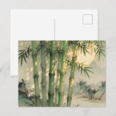 中国の墨絵の緑豊かな竹林 ポストカード (正面/裏面)
