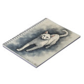 中国の墨絵風の白猫 ノートブック (左側)