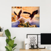 中国の壁にハゲ素晴らしのワシ ポスター (ホームオフィス)