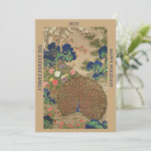 中国の孔雀と花（17世紀）ヴィンテージ シーズンカード (スタンド正面)