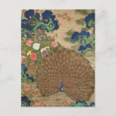 中国の孔雀と花（17世紀）ヴィンテージ ポストカード (正面)