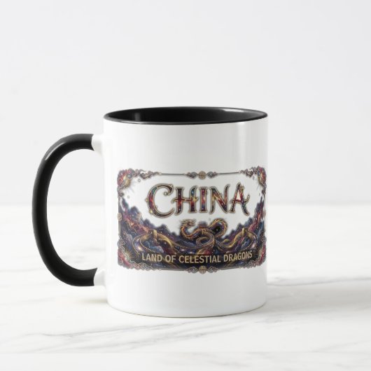 中国の宇宙ドラゴン万里の長城 マグカップ (左)