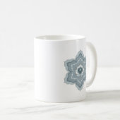 中国の宝相花をミスティーブルーとインク翡翠で表現 コーヒーマグカップ (正面右)