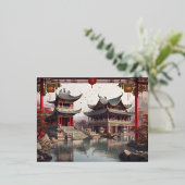 中国の寺 箔シーズンポストカード (立ち正面)