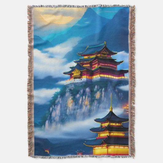 中国の山宮殿 スローブランケット (正面縦)