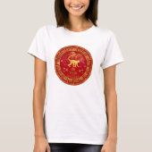 中国の干支のサル 赤/金 ID542 Tシャツ (正面)