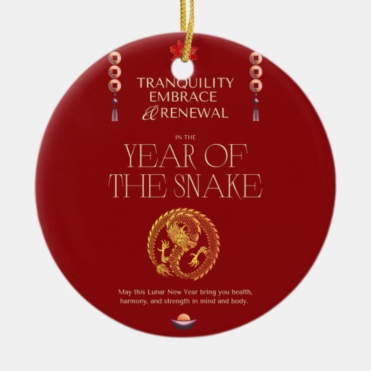 中国の年賀状 セラミックオーナメント (正面)