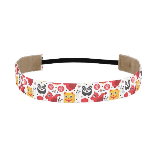 中国の幸運な猫、ドラゴンおよびパンダ アスレチックヘッドバンド (正面)