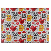 中国の幸運な猫、ドラゴンおよびパンダ カッティングボード (正面)