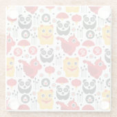 中国の幸運な猫、ドラゴンおよびパンダ ガラスコースター (裏面)