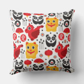 中国の幸運な猫、ドラゴンおよびパンダ クッション (裏面)