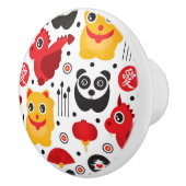 中国の幸運な猫、ドラゴンおよびパンダ セラミックノブ (右)