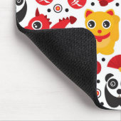 中国の幸運な猫、ドラゴンおよびパンダ マウスパッド (コーナー)