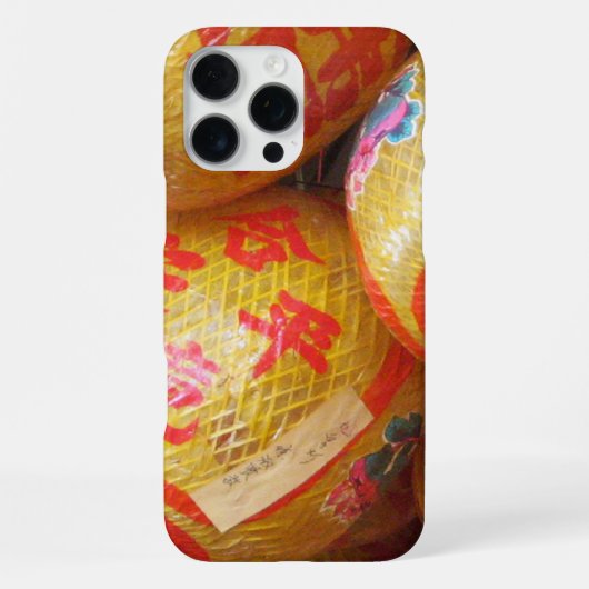 中国の幸運を祈る紙のランタン iPhoneケース (裏面)