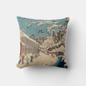 中国の影響を受けた浮世絵 日本の冬の雪景色 クッション (正面)