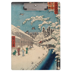 中国の影響を受けた浮世絵 日本の冬の雪景色 クリップボード
