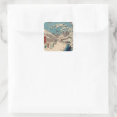 中国の影響を受けた浮世絵 日本の冬の雪景色 スクエアシール (バッグ)