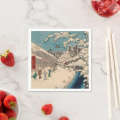 中国の影響を受けた浮世絵 日本の冬の雪景色 スタンダードカクテルナプキン (インサイチュ)