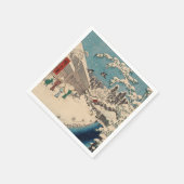 中国の影響を受けた浮世絵 日本の冬の雪景色 スタンダードカクテルナプキン (角)