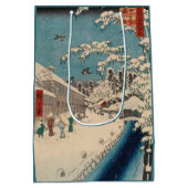 中国の影響を受けた浮世絵 日本の冬の雪景色 ミディアムペーパーバッグ (裏面)