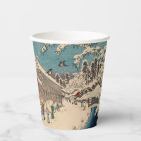 中国の影響を受けた浮世絵 日本の冬の雪景色