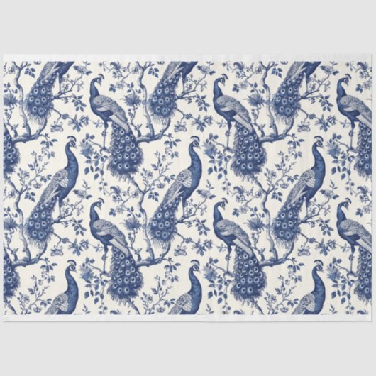 中国の意匠を模したペコペコスタイルの孔雀をテーマにしたティッシュペーパー 薄葉紙 (正面)