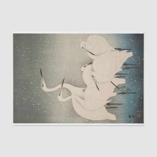 中国の意匠 白鷺 冬の雪模様 薄葉紙 (正面)
