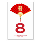 中国の扇と双喜|中国のウェディング テーブルナンバー (正面)