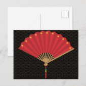 中国の扇子お正月 ポストカード (正面/裏面)
