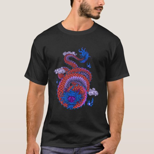 中国の文日本の化ドラゴンアジア神話 Tシャツ (正面)
