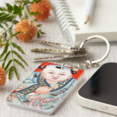 中国の新年かわいい笑い仏画 キーホルダー (正面右)
