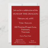 中国の新年のドラゴンパーティー 招待状 (裏面)