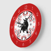 中国の新年の丑 ラージ壁時計 (傾斜)