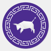 中国の新年の折り紙の丑 ラウンドシール (正面)