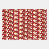 中国の新年の豪華な赤い黄金のウサギ月 ラッピングペーパーシート (正面2)