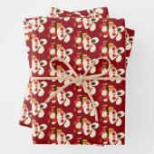 中国の新年の豪華な赤い黄金のウサギ月 ラッピングペーパーシート (インサイチュ)