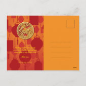 中国の新年の赤いランタン 馬のポストカード シーズンポストカード (裏面)