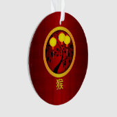 中国の新年エレガントのサルと金ゴールド オーナメント (正面)