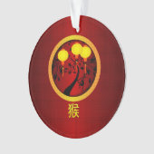 中国の新年エレガントのサルと金ゴールド オーナメント (正面)