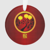 中国の新年エレガントのサルと金ゴールド オーナメント (正面)