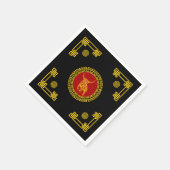 中国の新年オックスレッド&金ゴールドオーナメント スタンダードカクテルナプキン (角)