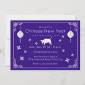 中国の新年オリガミ牛、紫 招待状 (正面)