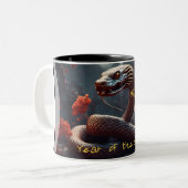 中国の新年スネーク〔占星術の〕十二宮図誕生日M1 ツートーンマグカップ (正面左)